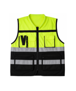 CHALECO DE LUJO VERDE / NEGRO C/ ZIPPER CON 5 BOLSAS