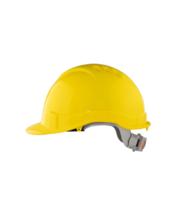 CASCO AMARILLO CON BOTON 6 PUNTOS DE SUSPENCIÓN